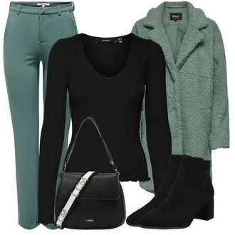 Outfit sa Zeleno/Tirkizna Hlače s Prorezom/Bootcut Hlača/Bengalke Hlače/Hlače s 5 Džepom/Ravna Hlača/Duga Hlača/Rastezljiva Hlača Only "Zimski outfit"