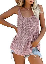 Uusollecy Damen Sommer Top V-Ausschnitt Tank Top Ärmellose Stricken Blusentop Oberteile Casual T-Shirts Tank Tunika
