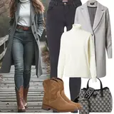 Outfity se šedými kalhotami image