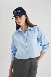 Oversize Fit Shirt Collar Poplin Long Sleeve Shirt