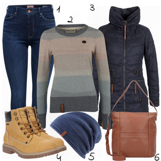 Outfity na zimu Pohodlný s Tmavě modrá/Modrá/Světle modrá/Šedá Pokrývka hlavy/Zimní čepice Chillouts "Naketanomilovat"Look: Retro, Unisex, 80tá léta, Chill, Pohodlný