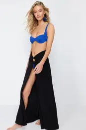 Black Maxi Knit Cut Out/Window Beach Pareo