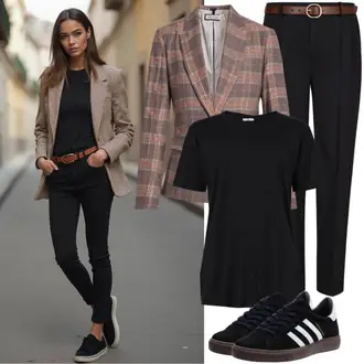 Regular Outfit sa Crna Udobna Hlača/Chino Hlače/Boyfriend Hlače/Uske Hlača/Poslovna Hlača/Hlače s 5 Džepom/Hlača od Odijela/Jersey Hlača/Duga Hlača/Bengalke Hlače/Ravna Hlača Vero Moda Tall "Proljetna odjeća"