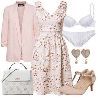 Geblümt Outfit mit Rosa/Lila/Weiß/Braun Kleid Große Größe/A-Linien Kleid/Lässiges Kleid/Baumwollkleid/Kleid mit Tasche/Bedrucktes Kleid/Kleid Standesamt-gast/Ärmelloses Kleid/Sommerkleid About You "Modisches Abend Outfit"