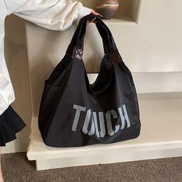 Ladies Tote Bag, Large Capacity, Single Shoulder Nylon, Sports Style, Zipper Closure, Polyester Lining, No Printing, Paint, Hand Wash Or