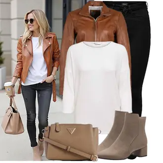 Mit Absatz Outfit mit Braun/Beige/Grau Stiefel Chelsea Boot/Vintage Stiefelette/Flache Stiefelette/Leder Stiefelette/Gefütterte Stiefelette/Spitzer Stiefel/SommerStiefelette MARCO TOZZI "Schönes Frühlingsoutfit"