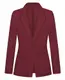 Damen-Blazer, Ein-Knopf-Jacke, Anzug, gekerbtes Revers, Freizeit, Arbeit, Büro, langärmelig, Blazer mit Taschen, Weinrot, L