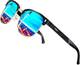 ATTCL Herren Polarisierte Sonnenbrille Al-Mg Ultra Light Metall Rahmen 8-188 Blue