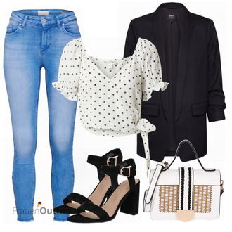 Schicke Outfits Coole mit Hellblau/Blau Low Waist Jean/Jeans mit Schlitz/High Waist Jeans/Schlupfjeans/Cropped Jeans/Push up Jeans Only "Schickes Outfit für die Konferenz"Look: Uni, Coole, Disco, Egirl, GoGo, Nahtlos, Sexy