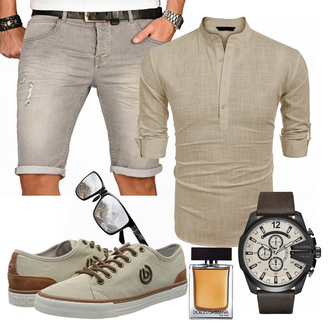Outfit mit Hose/Overall/Tasche/Schuh/Hemd/Accessoire/Bügelfreies Hemd COOFANDY "Summer Outfit"