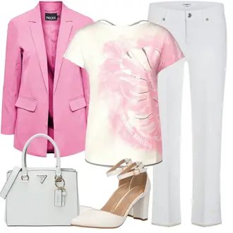 Jeans Outfits mit Rosa Anzug LongBlazer Pieces "Elegantes Sommer Outfit"