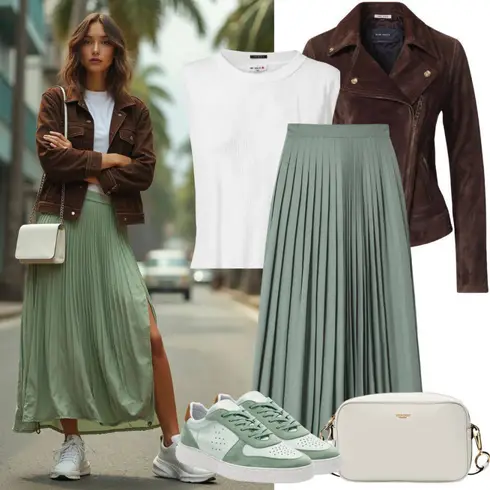 Kombinirajte Svjetlozelena/Zeleno Mini Suknja/Teniska Suknja/Suknja Iz 60-ih/Suknja Iz 90-ih/Hlačna suknja/Kratka plisirana suknja/Elastična Suknja/Unisex Suknja VERO MODA s Bijela/Bež Torba Mala Torbica/Torba Za Preko Ramena/Velika Torba/Ured Za Torbu/Torbica/Shopper Torba/Torba od filca Kazar