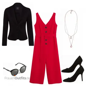 Outfit mit Rot Jumpsuit Mango "casual"