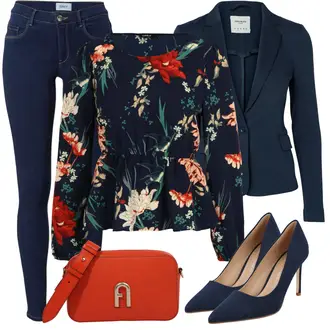Outfit mit DunkelBlau/HellBlau/Blau Lederjacke/Blazerjacke/Blusenblazer/Boyfriend Blazer/Lässiger Blazer/Baumwoll ­Blazer/Eleganter Blazer/Strick­blazer/Kurzblazer/Sweatblazer/Lederjacke für Männer/Lederjacke VERO MODA "Casual Business Outfit"