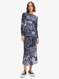 Dark blue women's patterned maxi dress News Pito - Women's