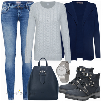 Outfit met blauw Laars Camel Active "GAP trui"