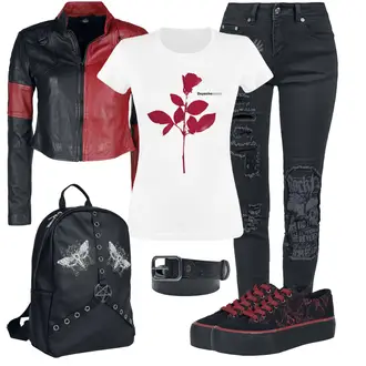 Outfit mit Rot/Rosa/Lila T-Shirt Spruch/Ausgefallenes T-shirt/Umstands T-Shirt/Kurzarm T-Shirt/Print Shirt Depeche Mode "Zomerkleding"