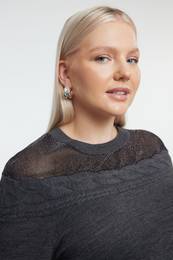 Curve Anthracite Braided Tulle Detailed Knitwear Sweater