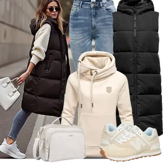 Outfit mit Beige/Khaki/Braun Leder Sneaker/Sommer Sneaker/Walkingschuh/Winter Sneaker/Vintage Sneaker/Sneaker Low New Balance "TrendigerWinterlook"