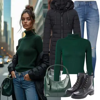 Outfity na zimu Výstřih kolem krku Krátká s Tmavě zelená/Zelená Crop Svetr/Jednoduchý Svetr/Svetr z Jemné Pleteniny/Basic Svetr/Vlněný Svetr/Rolák Won Hundred "Perfektní pro zimu"