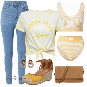 Outfit mit Rosa/Beige/Blau Bh Calida "Sommer Look für modische Frauen"