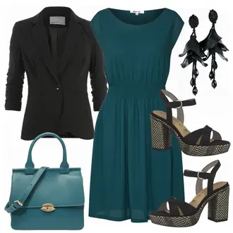 Outfit mit Türkis/Dunkelgrün/Grün Kleid Große Größe/A-Linien Kleid/Kleid mit Tasche/Neckholder Kleid/Jerseykleid/Plissee Kleid/Standesamt Kleid/Etuikleid/Ärmelloses Kleid/Einfarbig Kleid/Trägerloses Kleid About You "About You Kleid"