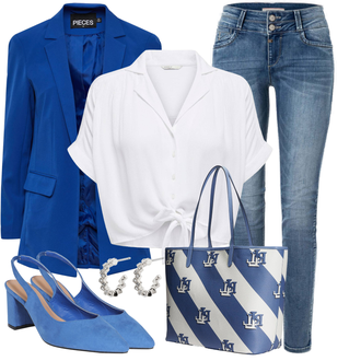Mit Schleife Outfit mit Grau/Creme/Weiß Bluse und Tunika/Bluse Mit Schleife/Kurzarmbluse/Schluppenbluse/Wickelbluse/Bluse Große Größe/Casual Hemd/Musselin Hemd/Hemdbluse/Kurzarm Hemd Only "Business Casual Damen Outfits"