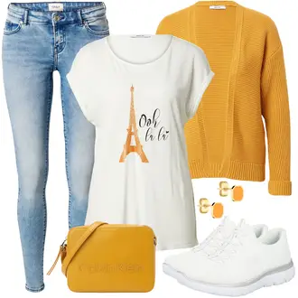 Elegantní Outfit s Krémová/Bílá Šněrovací Bota/Šněrovací bota/Zdravotní bota/Lékařská Bota/Nízká Teniska/Pohodlná Bota/Bota Na Pěší Turistiku/Úzká Teniska/Letní Tenisky Skechers "Perfektní na jaro"Look: Klasické, Elegantní, Venkovní, Nadrozměrné, Sportovní, Unisex