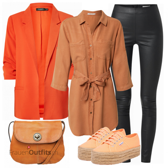 Outfit mit Orange Sneaker Superga "Modisches Frühling Outfit"