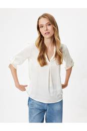 Satin Blouse 3/4 Sleeve Loose Pattern
