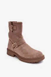 Dmsk boty s nzkm podpatkem s klny tmav bov Bliggore
