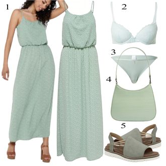 tenues avec Vert/Vert clair Robe en Chiffon/Robe d'Été Longue/Robe Longue Only "Vêtements d'été"
