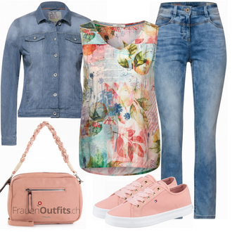 Outfit mit Rosa/Beige/Blau Sneaker Tommy Hilfiger "Toller Look für die Freizeit"