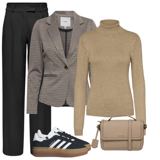 Winter Outfits Short sleeves met beige/bruin Kantoortas/MacBook tas/Draagtas/Schooltas/Notebook Tas/Laptoptas/Zakelijke Tas Burkely "Outfit voor de winter"