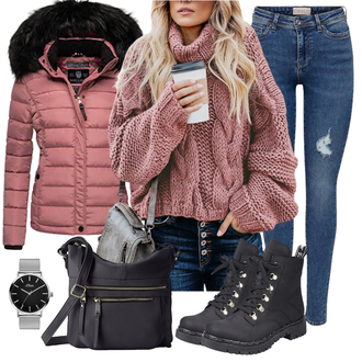 Übergang Outfit mit Schwarz MotorradStiefel/Wasserfester Schuh/Wasserdichter Stiefel/Biker Boot/SchnürStiefelette/SpringerStiefel Rieker "Perfekt für den Winter"