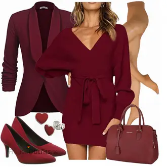 Elegante Outfits Lang mit Rot/Dunkelrot/Bordeaux Strick­blazer/Lederjacke/Blazerjacke/Longblazer/Lässiger Blazer/Blusenblazer/Eleganter Blazer Unibelle, Rot/Bordeaux/Braun/Dunkelrot Schultertasche/Tragetasche/Businesstasche/Schulranzen/Tasche Büro david jones "Eleganter Look"