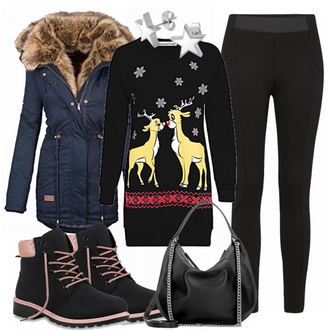 Winter Outfits Lang/Maxi mit Rot/Schwarz Xclusive Plus "Christmasinmytown"
