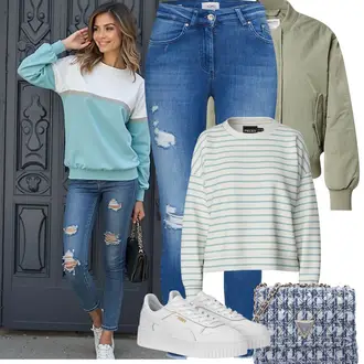 Carina Outfit sa Bijela/Bež Tenisica s platformom Puma "Proljetni Outfit"