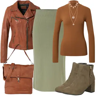 Rock Outfits Paperbag mit Braun/Beige Businesstasche/Tragetasche/Laptoptasche/Macbook Tasche/Notebook Tasche/Tasche Büro/Schulranzen/Schultertasche About You "Schönes Freizeit Outfit"