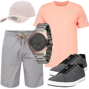 Outfit mit Rosa/Beige/Blau Caual T-Shirt Adidas Performance "Freizeit Outfits"