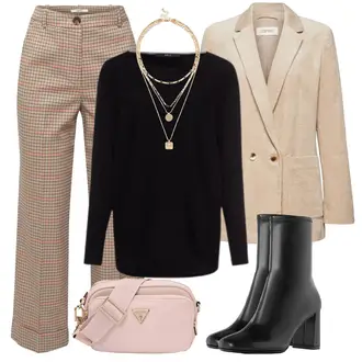 Outfit mit Weiß/Schwarz Strickjacke/Oversized Zip Hoodie/Oversize Musselin Bluse Zero "Perfekt für den Frühling"