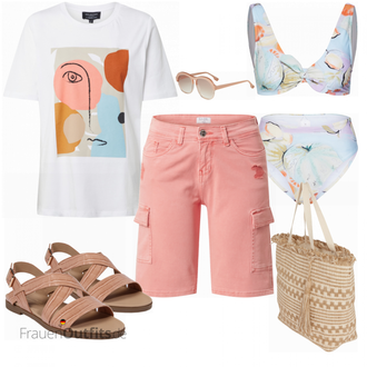 Outfit mit Beige/Braun/Mintgrün/Lila Beachwear/Strand-Accessoire Edited "SchönerSommer Look"