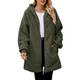 Damen Fleecejacke Teddyplüsch Jacke Lang Plüschjacke Wintermantel Herbst Winter Langarm Tops Oberteile Reißverschluss Winterjacke mit Taschen Mode Lose Parka Coat Outwear