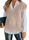 BLENCOT Damen Pullunder V-Ausschnitt Pullover Einfarbig Strickpullover Strickweste A-16 M