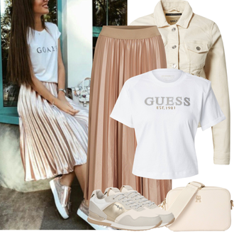 Elegantan, Sportski Ljeto Outfit sa Zlatni/Smeđa/Bež/Ljubičasta Vila "Proljetni outfit"Look: Prekrasan, Disko, Romantičan, Elegantan, Old Money, Talijanski