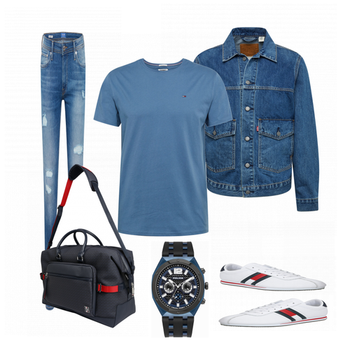 Blau T-Shirt Tommy Jeans kombinieren