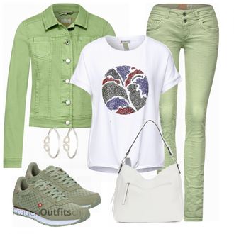 Outfit mit Grün Schuh Sneaker WODEN "Perfekt für den Frühling"
