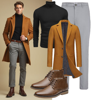 Laufen Winter Outfit mit Gelb/Orange/Braun Allthemen "Business Outfit"Look: Fitness, Apres ski, Laufen, Freizeit