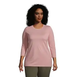Supima-Shirt mit 3/4-rmeln, Damen, Gre:48-50 plus, Pink, Baumwolle, by Lands'''' End
