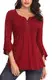 MISS MOLY Blusen Tunika Oberteile Damen Sommer Shirt Sexy V-Ausschnitt Tuniken Bluse Rot Small